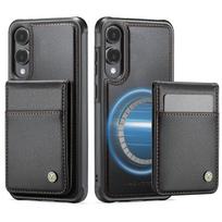 Magnetinis 2 viename nuimamas dėklas-piniginė su kortelių laikikliu ir stoveliu, skirtas Samsung Galaxy S25 Edge S25 FE S24 S23 S22 S21 S20 Ultra For Galaxy S22 juoda