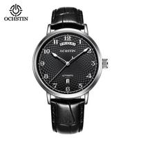 OCHSTIN August Men's Automatic Leather Watch with Dual Calendar sidabras