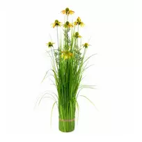 Dirbtinės žolės ryšulys su dekoratyviniais žiedais 90 cm