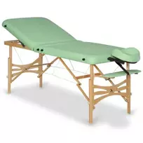 Sulankstomas medinis masažo stalas Panda Plus Light Wood 70 Vinyl Flex K022, žalios spalvos