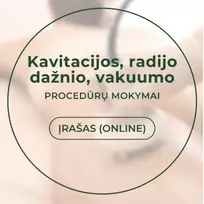Kavitacijos, radijo dažnio, vakuumo procedūrų mokymai kosmetologams ĮRAŠAS