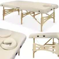 Sulankstomas masažo stalas Light Wood 102 Comfort Face Hole Vinyl Flex K033, smėlio spalvos