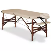 Sulankstomas medinis masažo stalas Panda Dark Wood 70 Vinyl Flex K033, smėlio spalvos