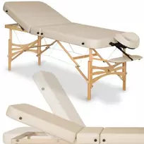 Sulankstomas medinis masažo stalas Gallo Plus Light Wood 76 Vinyl Flex K033, smėlio spalvos