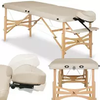 Sulankstomas medinis masažo stalas Panda Light Wood 60 Vinyl Flex K033, smėlio spalvos