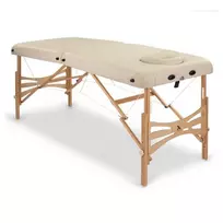 Sulankstomas medinis masažo stalas Panda 70 Comfort Face Hole Vinyl Flex K033, smėlio spalvos