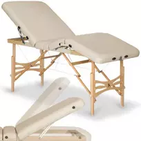 Sulankstomas medinis masažo stalas Xena Light Wood 70 Vinyl Flex K033, smėlio spalvos