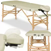 Sulankstomas medinis masažo stalas Panda Light Wood 70 Vinyl Flex K020, dramblio kaulo spalvos