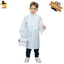 Children's little doctor nurse costume cotton white coat men and women play house birthday gifts show costumes s (4-6 years old, 104-116cm) white