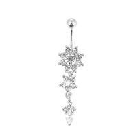 Crystal Navel Ring  Barbell Drop Dangle Body Piercing   Nombril Ombligo Belly Button Rings Men Women Body Jewelry white