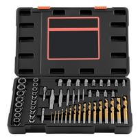 Screw Extractor Set with Drill Bits, 54 Pieces, Easy Out Nut Bolt Extractors and Drill Bits, with Adapters, Solid Storage Case, Cr-Mo Steel for
