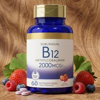 Po liežuviu vartojamas vitaminas B12 metilkobalaminas 2000 mcg – Greitai tirpstančios tabletės (Natūralus uogų skonis, 60 vnt.) 1pack