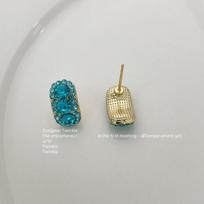 Yinxisting Cold Brew Blue Non-Piercing Shiny Deep Blue Stud Earrings - Mosquito Coil Holder Ear Clips, High-End Niche Design.