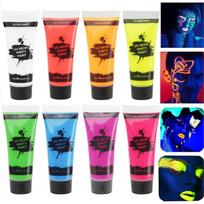 Švytintys UV Juodos Šviesos Veido Dažai, Neoninių Kūno Dažų Rinkinys iš 8 Vamzdelių, Juodos Šviesoje Reaguojantys Dažai, DarkPaint Neoninės Šventės Reikmenys