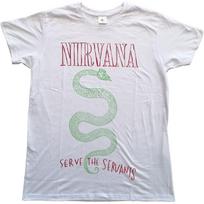 Nirvana T Shirt Serve The Servants Band Logo New Official White Size L S įvairiaspalvis