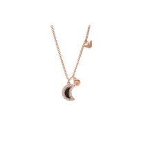Emporio Armani  fashionable diamond moon eagle logo men's necklace women's model Rose gold F original bag auksas
