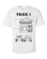 Tigras 1 Tanko Marškinėliai Techninis Brėžinys Brėžinys WW2 Vokietijos Unisex Armijos Marškinėliai 2XL white