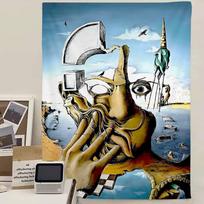 S-Salvador Dali Abstract Art Printed Large Wall Tapestry Cheap Hippie Wall Hanging Bohemian Wall Tapestries Mandala INS 100X70CM black