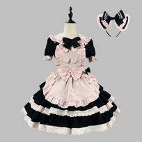 Noble Sweet & Spicy Black Pink Lolita Maid Dress: Cute, Soft Girl Princess Style L juoda/rožinė
