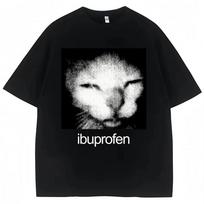 2026 Vintage Funny Ibuprofen Cat Meme Men Women Humor T Shirts Oversized Casual Streetwear T- XS black