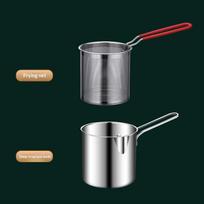 Stainless Steel Deep Fryer With Frying Basket Multifunctional Small Kitchen Pot For Frying Chicken And Other Cooking Tools A1 gray