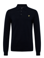 Lyle & Scott - Cotton Merino Long Sleeve Knitted Polo - Marškinėliai ilgomis rankovėmis - Tamsiai mėlyna