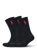 Polo Ralph Lauren - Big Pony Crew Sock 3-Pack - Įprastos kojinės - Juoda