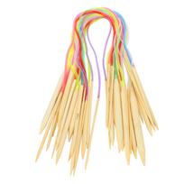 18 vnt. apskritų virbalų dvigubais galais bambuko spalvos lanksčia jungtimi mezgimo įrankių rinkinys 80cm / 31.5in beige