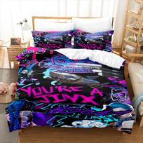 Cartoon Anime Arcane Jinx  Bedding Set Bedding Set Comforter sets bed sheets set King size bedding set Quilt set Bed linen EU Twin(135x200cm) black