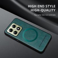 Skirta Xiaomi 14T 14T Pro, su smulkiais skylutėmis, PU odos, karvės rašto, su išoriniu magnetiniu žiedu, minkštu kraštu, apsauganti nuo kritimo telefono dėklas For Xiaomi 14T žalsvai mėlyna