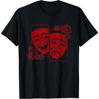 Theatre Mask Drama Comedy Soft Grunge Red Roses Aesthetic T-Shirt S juoda
