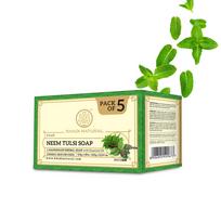 Khadi Natural Neem Tulsi Handmade Soap Pack of 1 125g x 5pcs | Herbal Bath Soap for All Skin Types gray