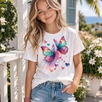 Girls' 3D Graphic Butterfly T shirt Tee Short Sleeve 3D Print Summer Spring Sports Fashion Streetwear Kids 4-12 Years 110cm brown