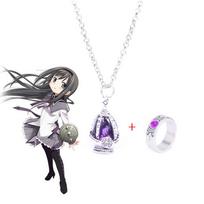 Anime Puella Magi Madoka Magica Cosplay Karoliai Kaname Madoka Miki Sayaka Sielos Brangakmenio Pakabukas Karoliai Žiedų Rinkinys Madingi Papuošalai gray