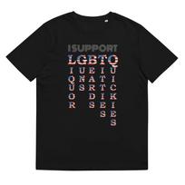 Aš palaikau LGBTQ | Unisex marškinėliai | JAV vėliavos raidės S gray