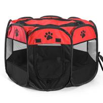 Octagonal Pet Tent & Playpen - Breathable Dog or Cat Cage in Stock Small: 73x73x43cm ryškiai raudonos spalvos