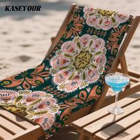 Bohemian Floral Mandala Oversized Microfiber Beach Towel Sand Proof Quick Dry, Absorbent for Swimming Pool Travel Camping 130x80cm black