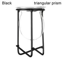 Ornament Plants Frame Terrarium Metal Holder Iron Geometric Pattern Hydroponic Vase Glass Planter black-triangular prism gray