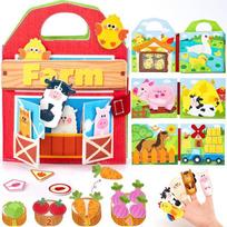 3D Farm Busy Board Quiet Book Soft Felt Montessori Toy For Fine Motor Skills Early Educational Travel Toys For Toddlers yellow