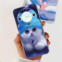 For Honor Magic 4 Lite Case ANY-LX1 ANY-LX2 ANY-LX3 Clear Cover Popular Flower Soft Silicone Funda For Honor Magic 5 6 Lite Para Magic 5 Lite blue