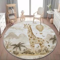 Laukinio safario gyvūno grindų kilimėlis Žirafa Liūtas kilimas vaikų kambariui Minkštas kilimas lopšeliui žaidimų kambariui Džiunglių tema Dizainas Velykos Diameter 60cm(23in) beige