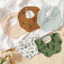5pcs/set 100% Cotton Baby Bandana Drool Bibs ,Muslin Bibs for Boys Girls Newborn Infant for Drooling and Teething beige