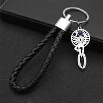 Triple Moon Goddess Hecate Stainless Steel Pendant Keychain for Women Men PU Leather Greek Mythology Keyring Jewelry K3661S02 black