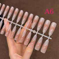 30Pcs Gradient Nude Press On False Nails, Full Cover Matte Natural Nail Tips Extension brown