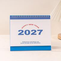 Metal Coil 2027 Desktop Calendar Paper Monthly Planner Creative Standing Flip Calendar  Home Study mėlyna
