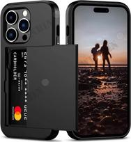 Dėklas iPhone 16 15 14 13 Pro Max Plus Laikiklis Tvirtas Apsauginis Dvigubo Sluoksnio Atsparus Smūgiams Paslėptas Kortelės Lizdas Plonas Piniginės Dangtelis iPhone 13 Mini12Mini mėlyna