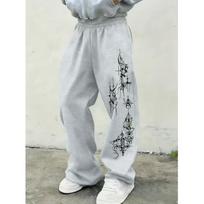 Thorns Printed Gothic Wide Leg Sports Pants for Men in Y2K Streetwear Loose Casual Pants a Must Have for Warmth in Spring and Autumn S pilka