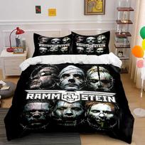 Rammstein Faces Artwork Bedding Duvet Cover Set Duvet Cover Pillowcases  (1*Duvet Cover 2*Pillowcases, without duvet insert) 135x200cm black