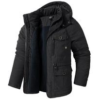 Fleece Coats Outdoor Cotton-Padded Male Windbreaker Hooded Outwear Men's Thicken Parkas Warm Winter Jacket XS žalia