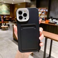 iPhone 17 Pro Max Card Holder Silicone Case, Apple 16/13/14 Frosted Cover, Simple Design 17 black
